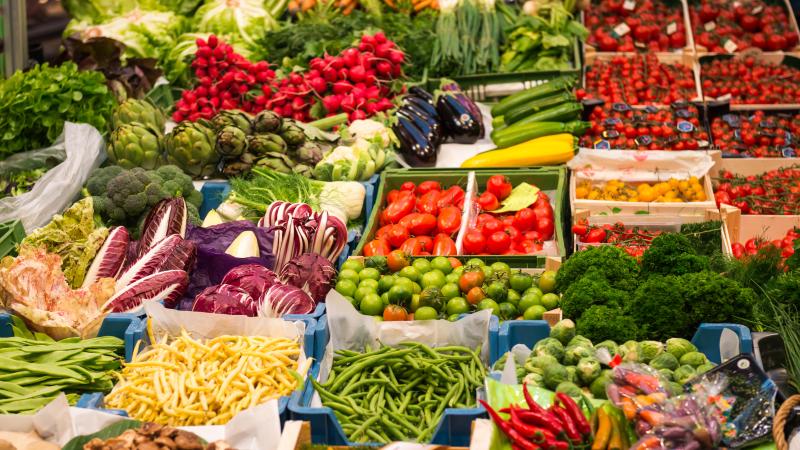 Produce sitting out at a market